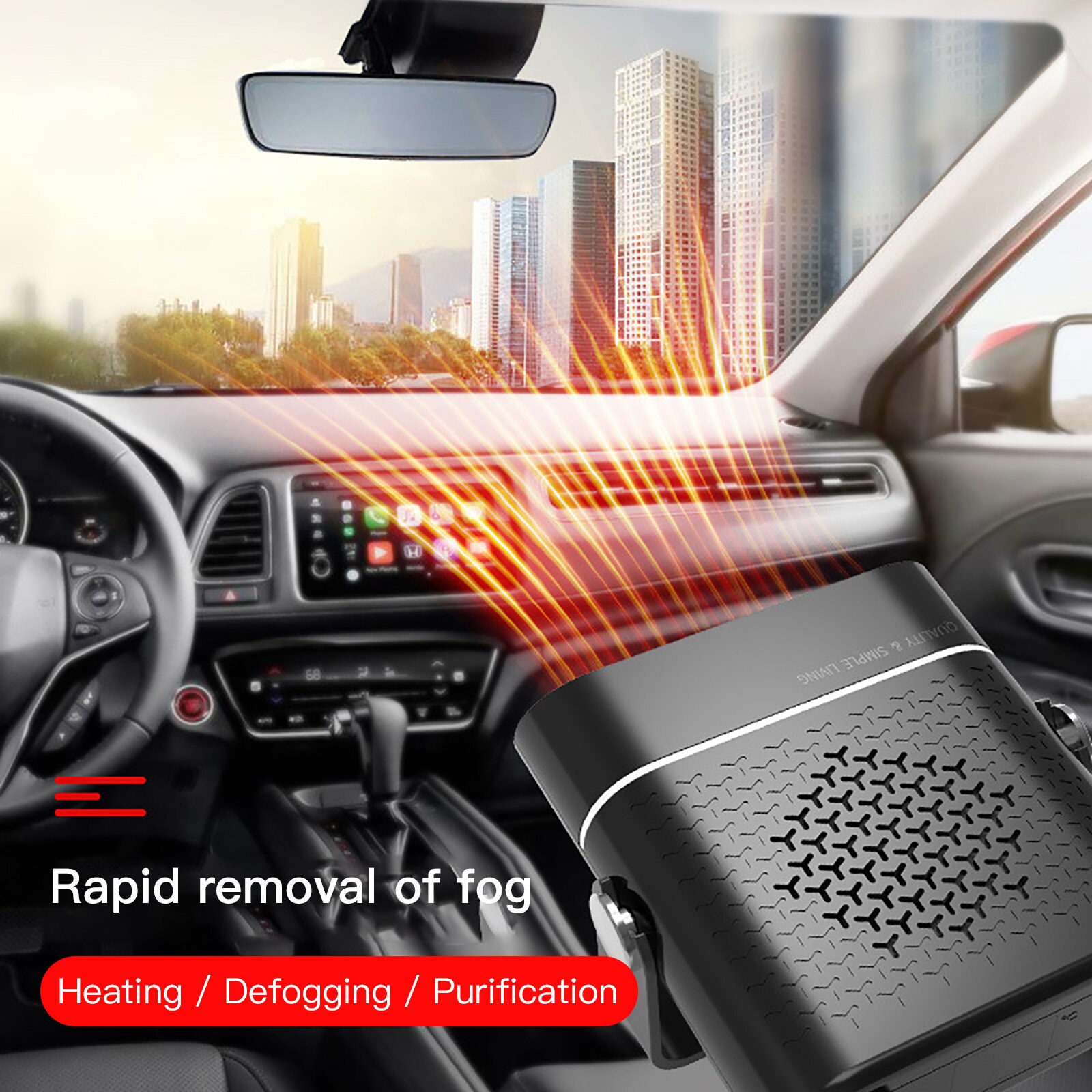 Defroster Windshield Car Interior Heater Windshield Defroster Cooler Multi-Color Portable 12/24V Dryer Purification