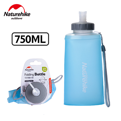 Naturehike 750ml sportflaskor vattenflaskor utomhus kopp bärbar silikon hopfällbar drinkware med sugrör cykel vattenflaska: Blå