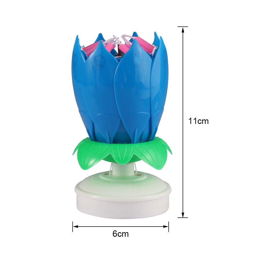 1/2/5Pcs Kaars Lotus Bloem Roterende Gelukkige Verjaardag Muzikale Kaars Party Diy Cake Decoratie Kaarsen Voor kinderen: Blue