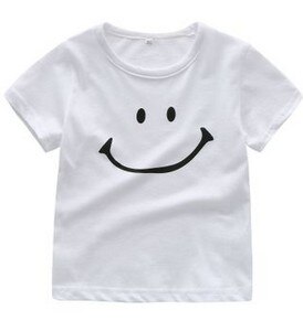 Multitrust-camisetas de manga corta de algodón para bebés, camisetas de cuello redondo para niños y niñas con cara sonriente, ropa, novedad de Verano de: A / 18 meses