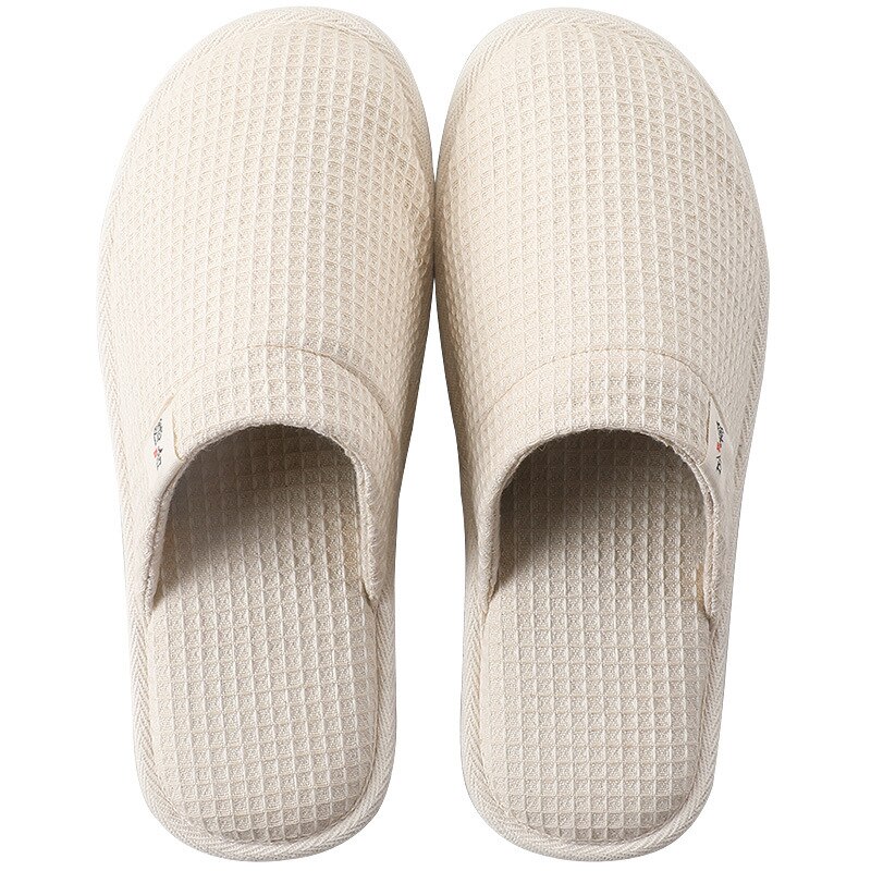 Fujin lin tøfler dame sommer Brann årstider stum sklisikker myk bunn tøfler herre hjemme deodorant tøfler: beige / 43-44(26.5-27cm)