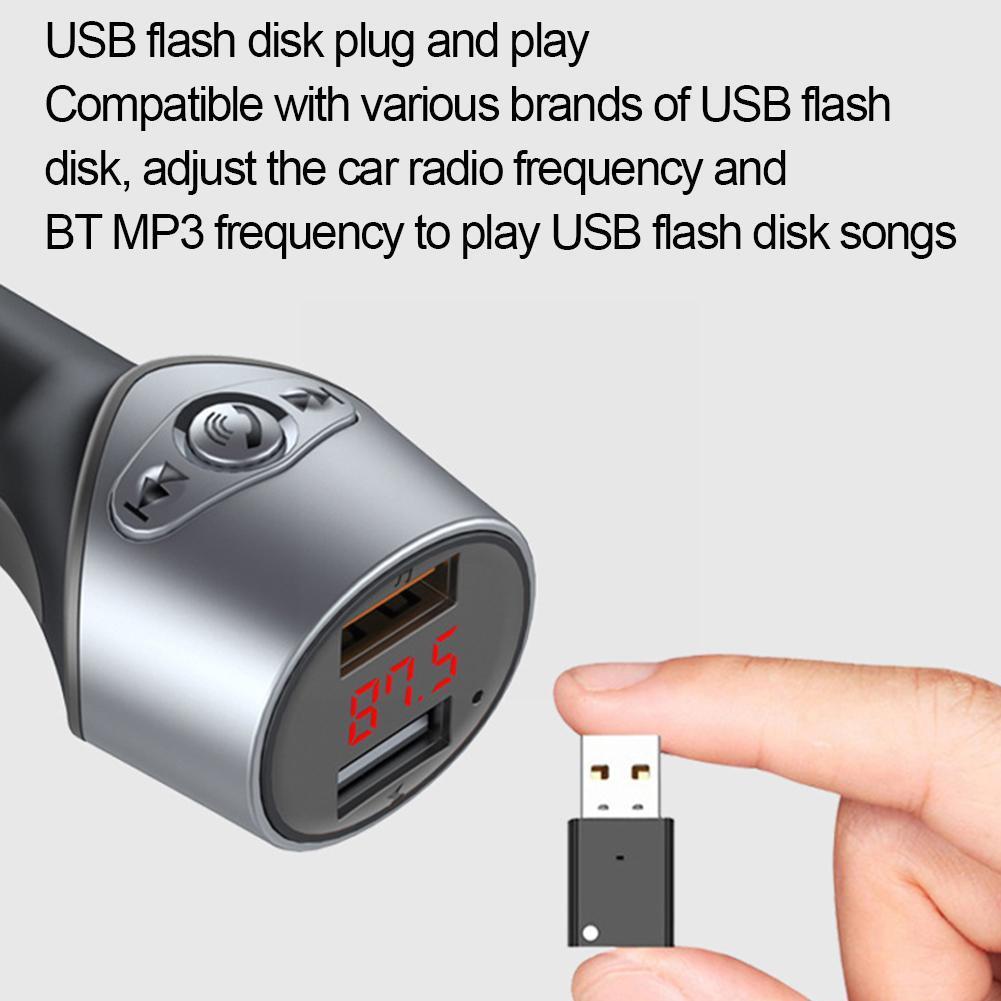 Car Chargers 2 Ports Fast Charging Plus Bluetooth Wireless Transmitter Adapter Aluminum USB Dual Car-charger Universal FM A5D2