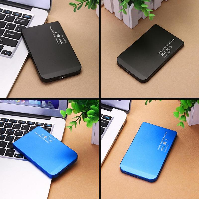 Caja de disco duro USB3.0 de 2,5 pulgadas, puerto serie SATA SSD, disco mecánico, soporte de aleación de aluminio de 3TB, carcasa de disco duro externo móvil, azul y negro