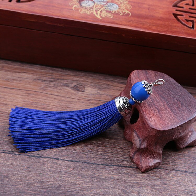 Pendentif à franges en mousqueton, 5 pièces, DIY, bijoux pour rideaux, accessoires décoratifs pour vêtements, sac pour clés de voiture, pompon artisanal pendentif: Sapphire blue