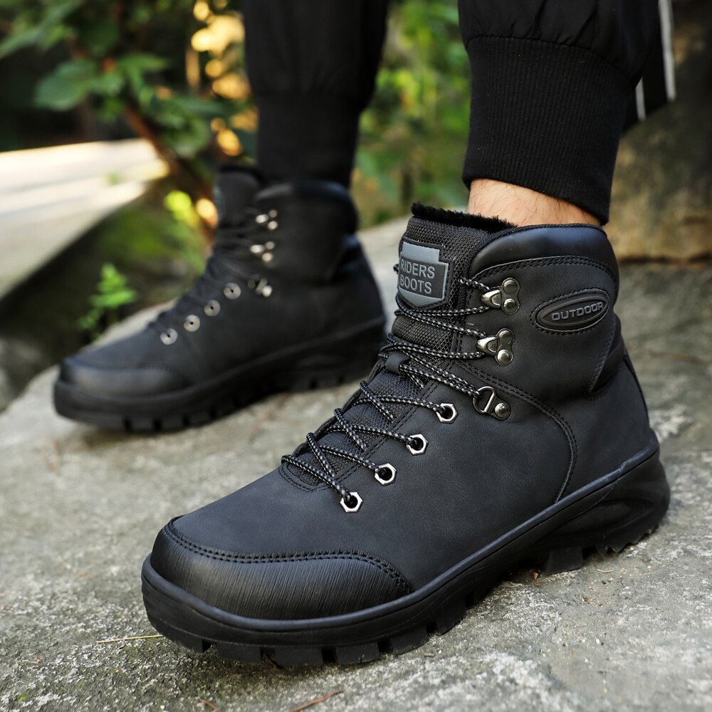 Big Size 40-46 Mannen Laarzen Voor Mannen Winter Sneeuw Laarzen Warm Bont & Pluche Lace Up hoge Top Mannen Schoenen Sneakers Laarzen