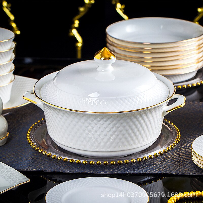 Dinner Luxury Plate Set Ceramic Christmas Food Porcelain Dinner Sets Dessert Breakfast Platos De Cena Nordic Dinnerware DL60PZ