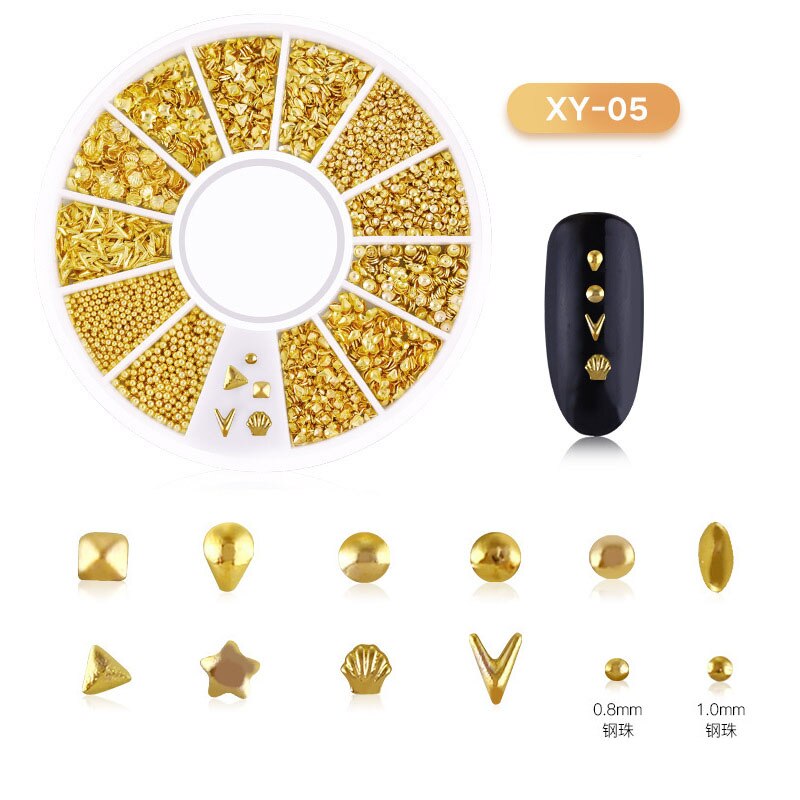Gemengde 3D Hollow Nail Steentjes Voor Nagels Charms Metalen Vormen Geometrie Goud Tips Diy Accessoires Kristal Nail Art Decoratie: F550-05