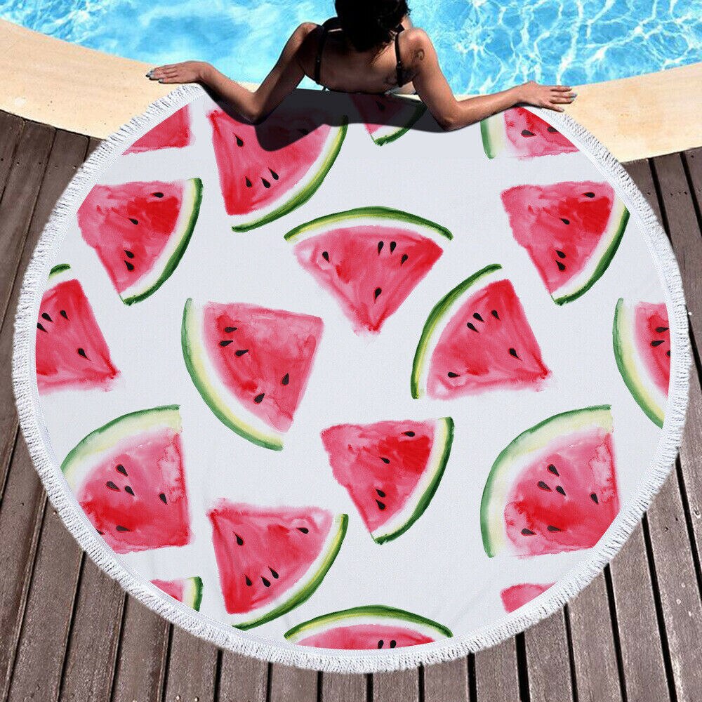Rundt badehåndkle tapetry trykt vannmelon badehåndkle dusketeppe til stue hjemme dekorativt: D1