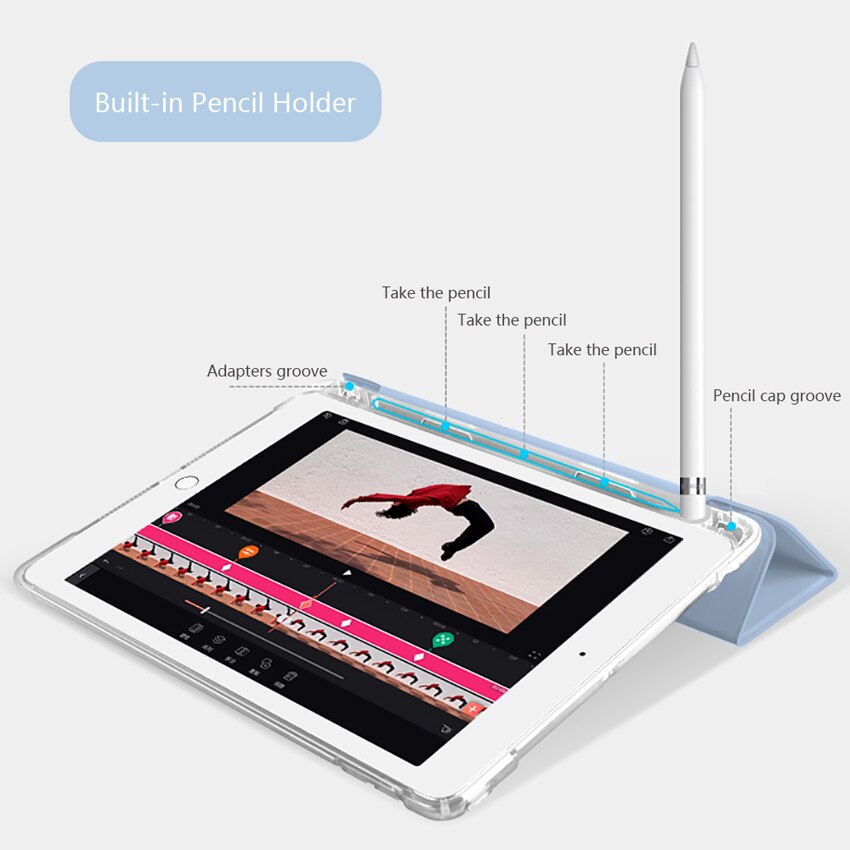 Flip skórzany pokrowiec na iPad Air 4 10.9 2020 przezroczysty futerał na tył z miejscem na długopis do Apple iPad Air 4th Gen stojak na walizkę Funda Capa