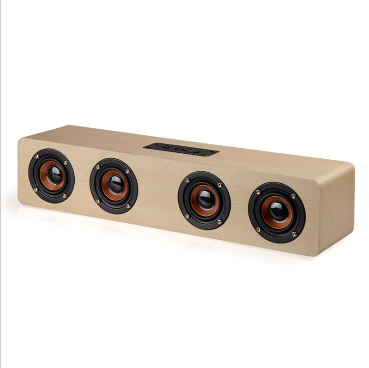 Vier Luidsprekers High-Power Home Theater Speakers, Draagbare Bluetooth Draadloze Luidsprekers, Houten Sound Bar Subwoofer, extra Usb: W8 Yellow