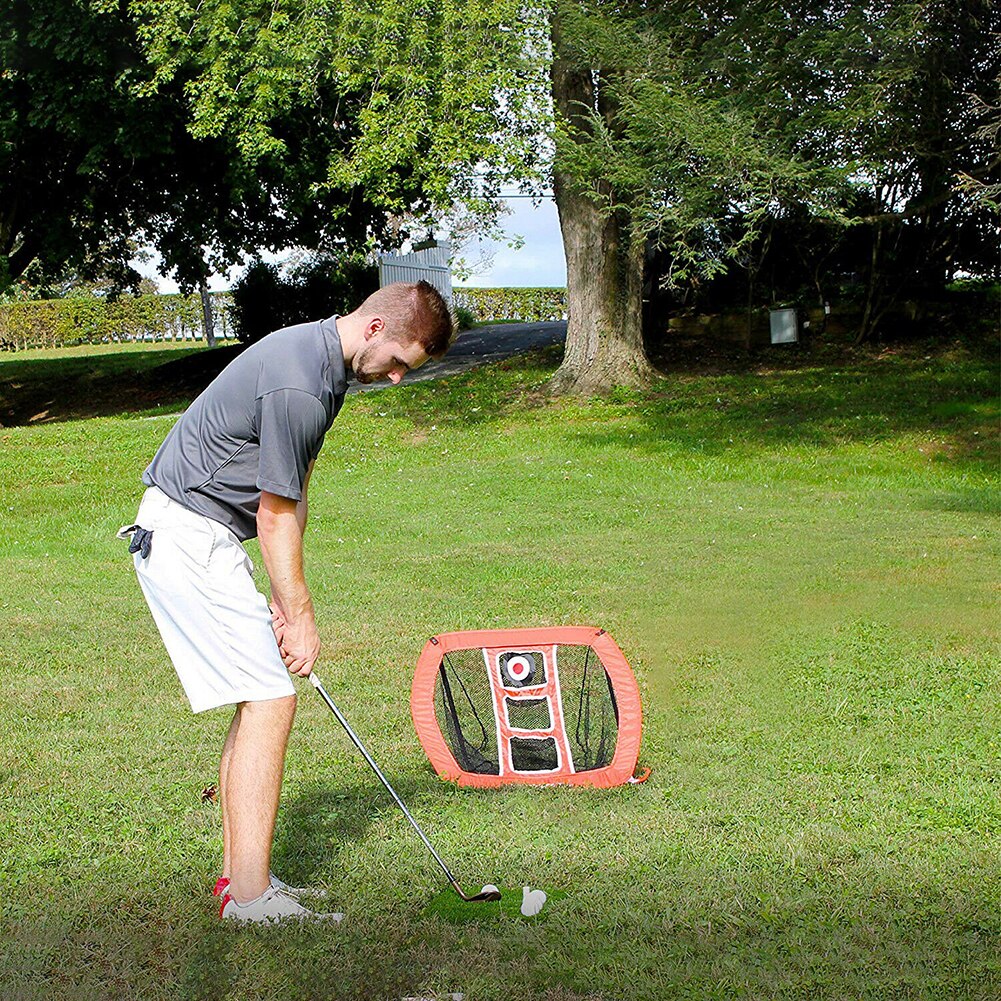 Detachable Foldable Golf Chipping Practice Net Lightweight Indoor Outdoor Garden Hitting Pitching Target Training Aids Cages Mat