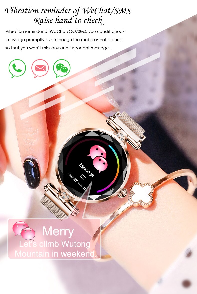H1 montre intelligente femmes Fitness Bracelet fréquence cardiaque pression artérielle Fitness Tracker Smartwatch dame Bracelet intelligent bande PK AK15