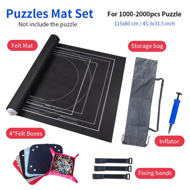 Puzzels Mat Jigsaw Roll Voelde Mat Speelkleed Puzzels Deken Voor Tot 2000 Stuks Puzzel Accessoires Draagbare Reizen Opslag tas: 2000set setblack