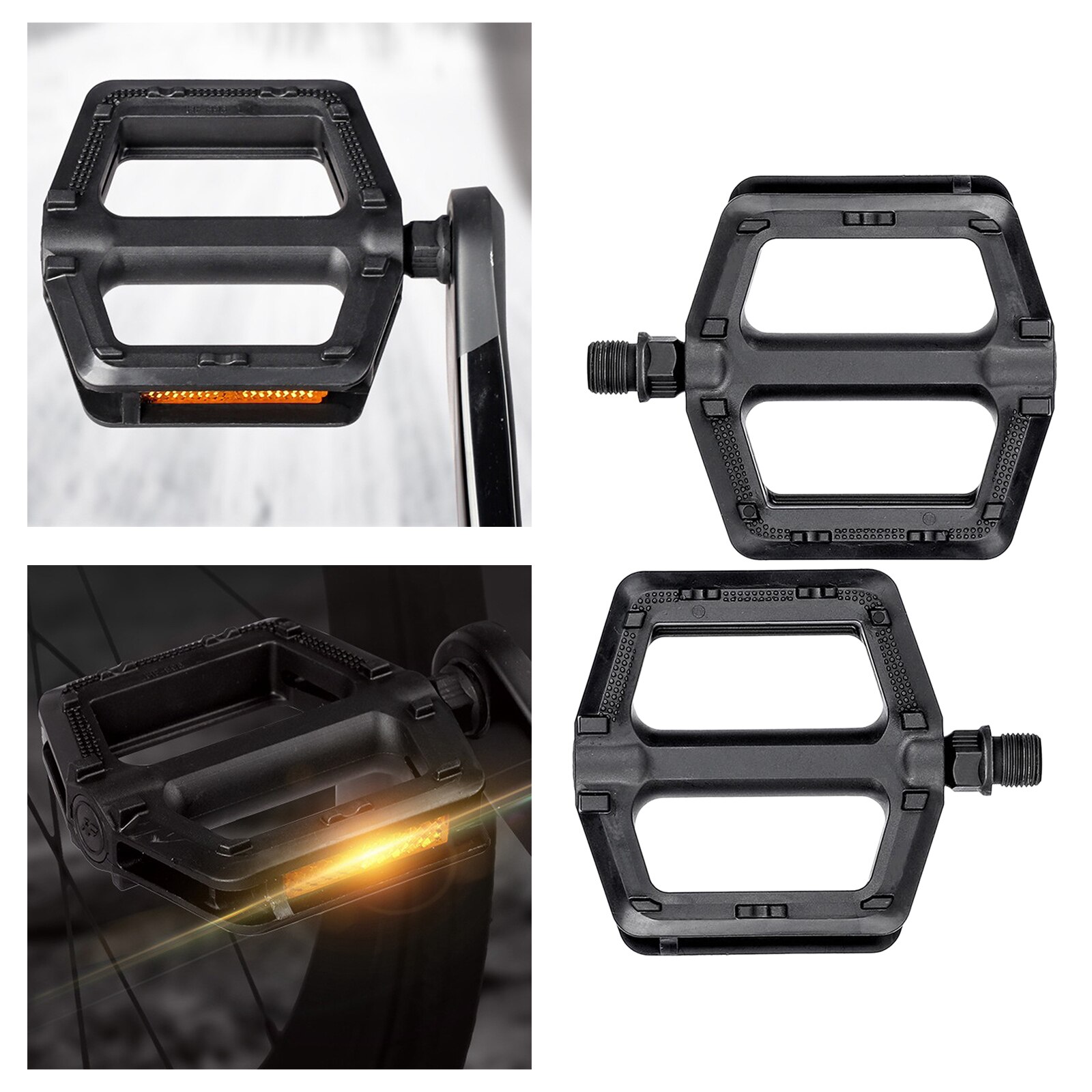 Road Mountain Pedals 9/16” Plastic MTB BMX Cycling Bike Flat Platform