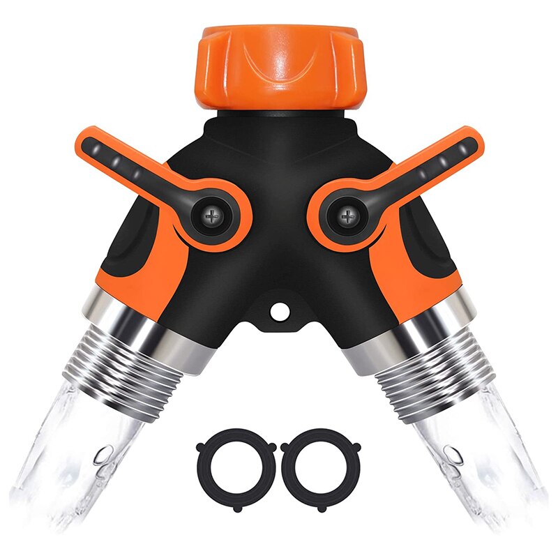 2 Way Garden Hose Splitter, Splitter Valve For Garden Hose With Heavy Garden Hose Outlet Splitter With 2 Washers
