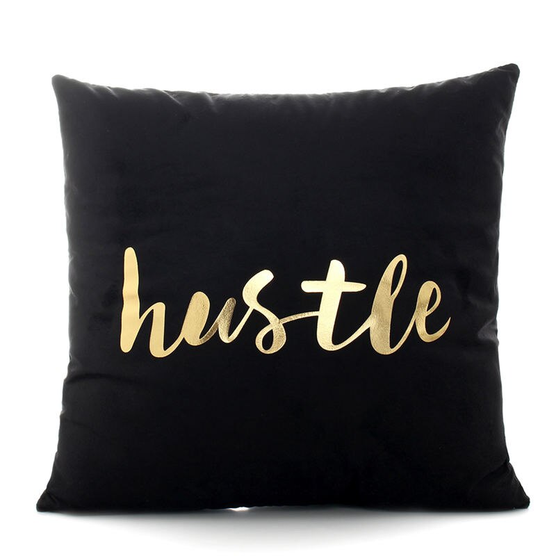 BeddingOutlet Bronzing Kussenhoes Goud Zwart Wit Kussensloop Geometrische Decoratieve Kussensloop Sofa Blad Kussenslopen 45x45: Black 004
