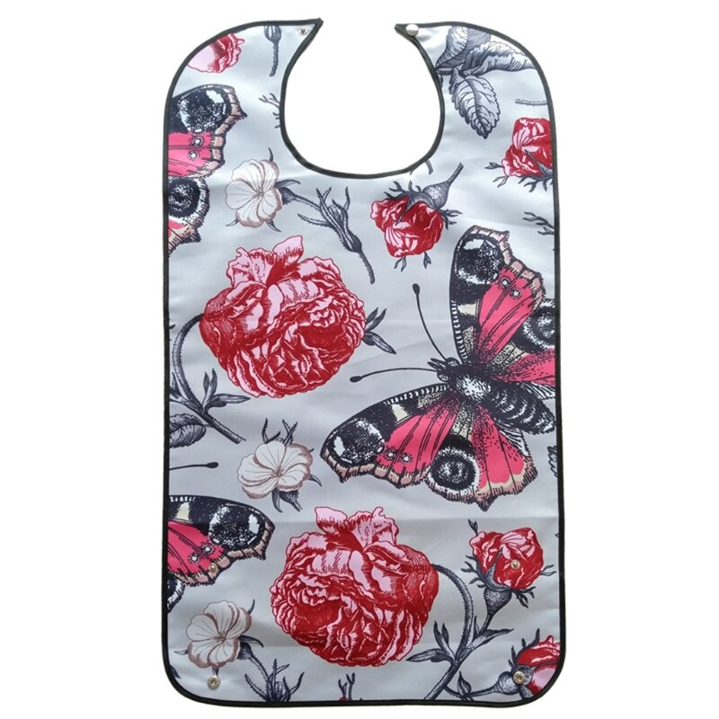 Reutilizável à prova dreágua adulto elder mealtime bib vestuário derramamento protetor de ajuda à deficiência avental floral flores impressão: 10