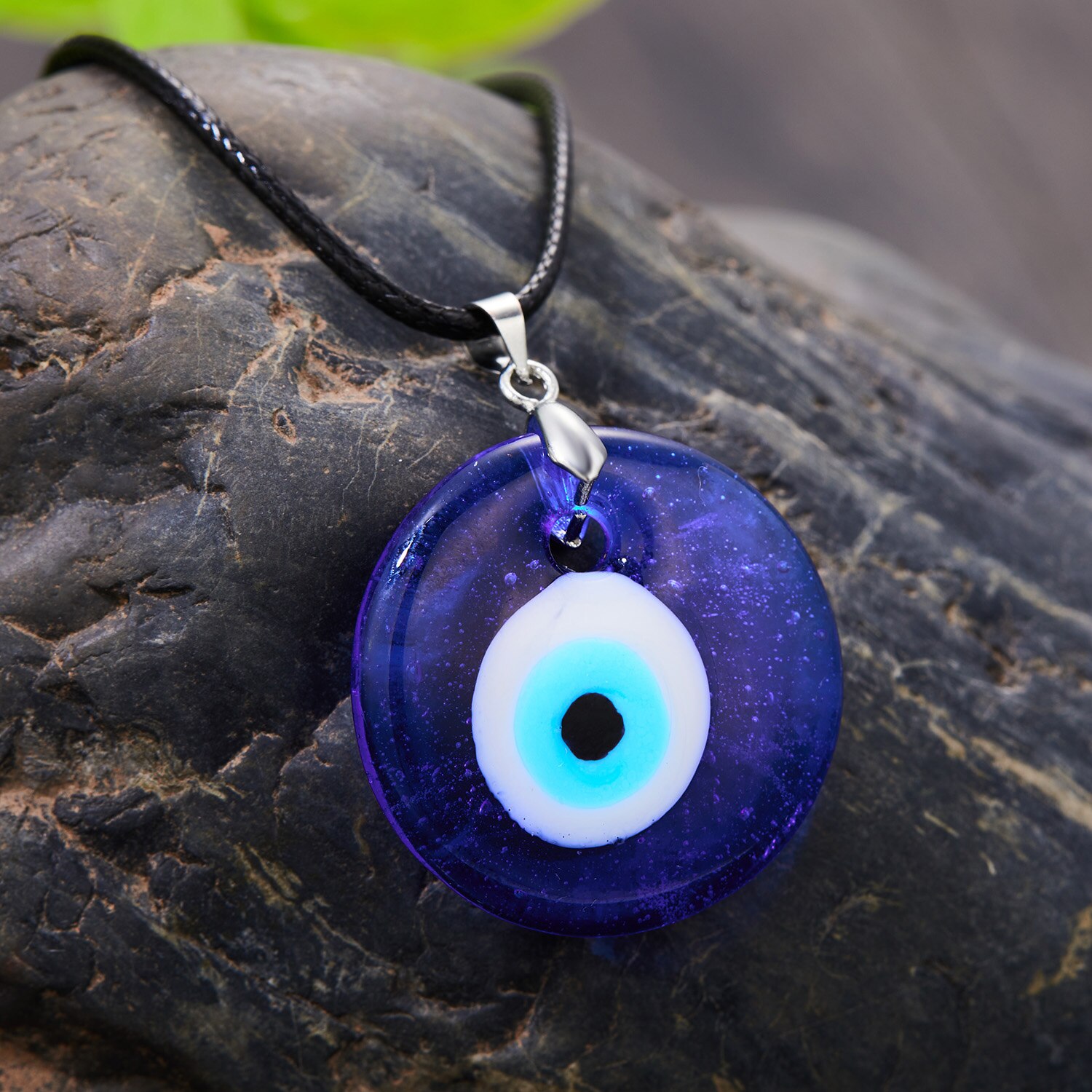 Einfache Glück böse Auge Anhänger Halskette für Frauen Männer Blau Harz transparent Runde Wasser Tropfen Türkischen Schmuck Kette Halsband