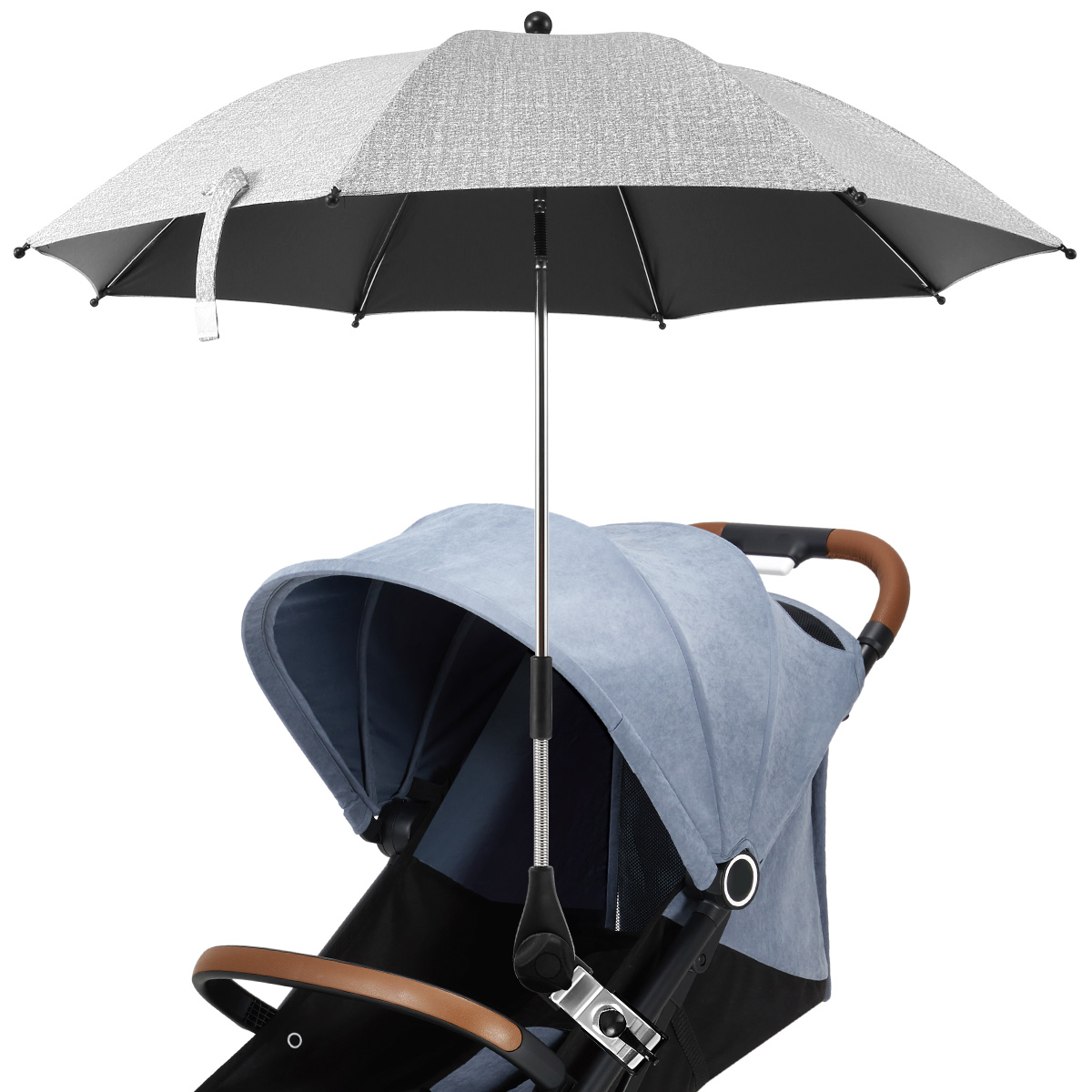 Strandkorb Regenschirm UV-Schutz Kinderwagen Regenschirm 360 ° verstellbarer Stuhl Sonnenschirm mit Klemme Sonne Regenschutz und wind dicht: Rot