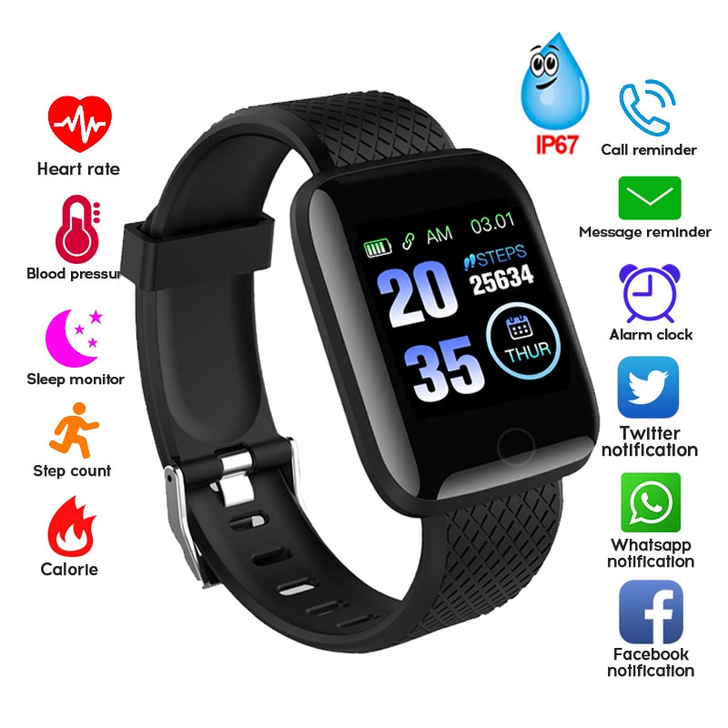 Bluetooth smart klocka män kvinnor blodtrycksmätare vattentät fitness tracker armband puls smartwatch för android ios