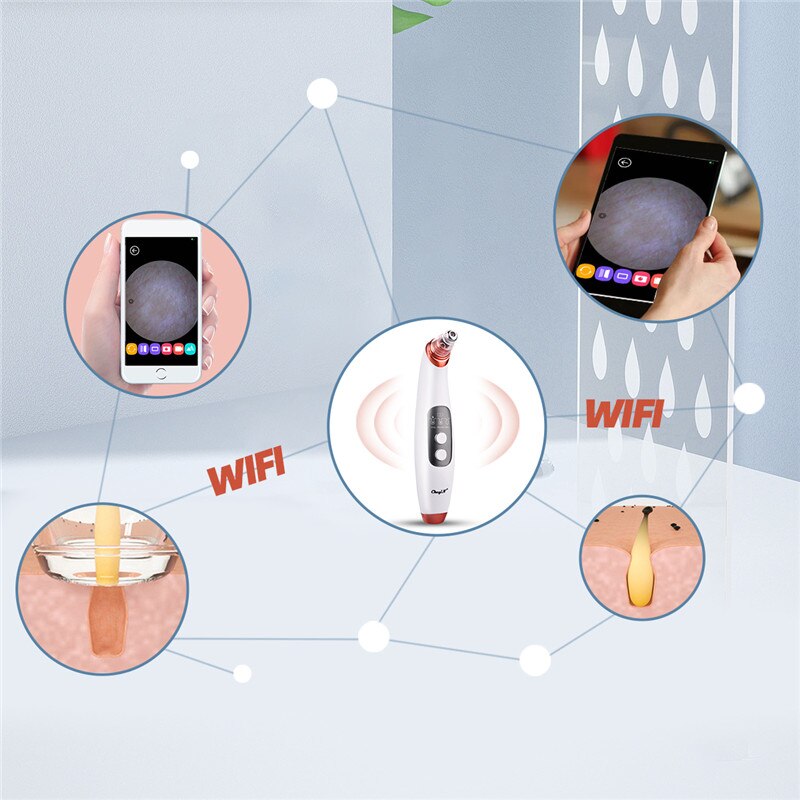 CkeyiN Visual Blackhead Remover with Camera WIFI Pore Vacuum Cleaner 20x Magnification Acne Comedone Extractor Suction Tool 48