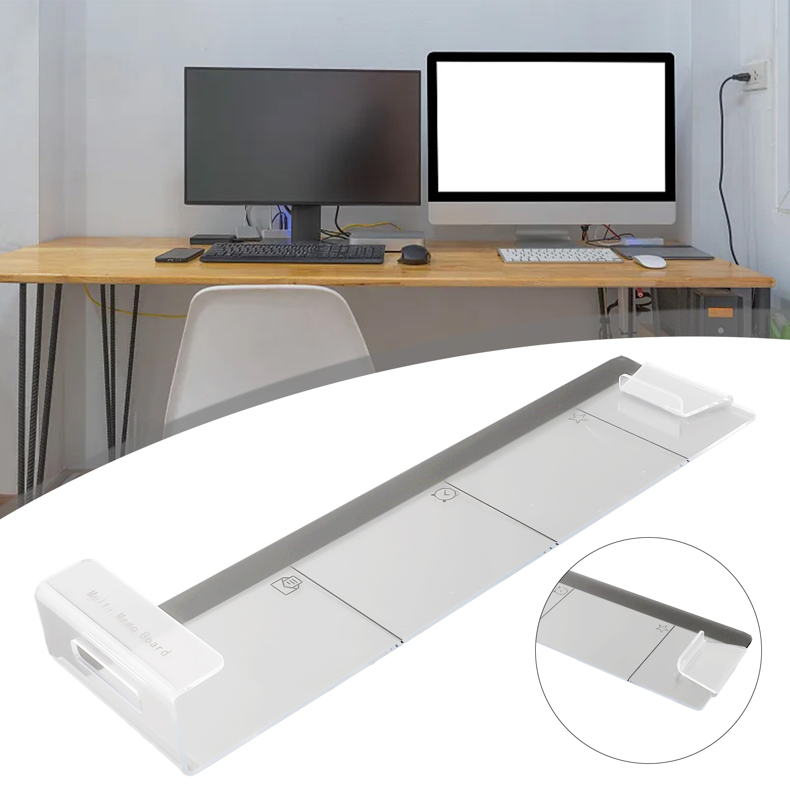 1PCS Acrylic Monitor Message Sticky Note Memo Board Transparent Tabs School Office Computer Screen Notes Supplies Side Sticker