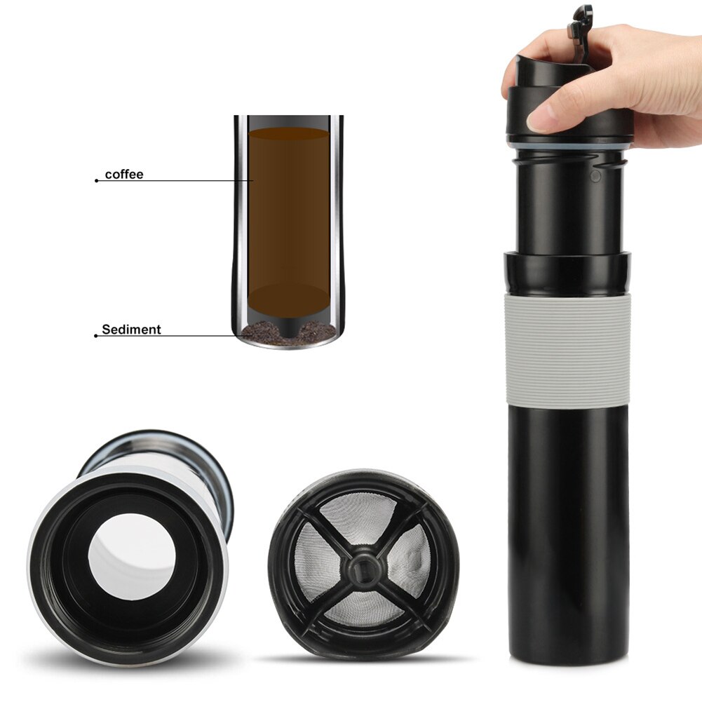 300ml bärbar fransk press kaffebryggare stianfritt stål kaffepressbryggare kanna kaffefiltrering vattenisolering kaffekopp