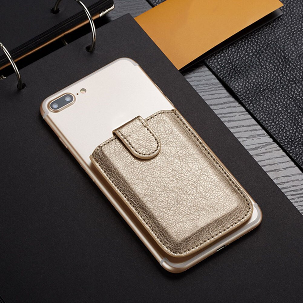 unisex Aufkleber Lagerung Tragbare Tasche Klebstoff Brieftasche Tasche Stock-auf PU Leder Multifunktionale Telefon Zurück Karte Halfter