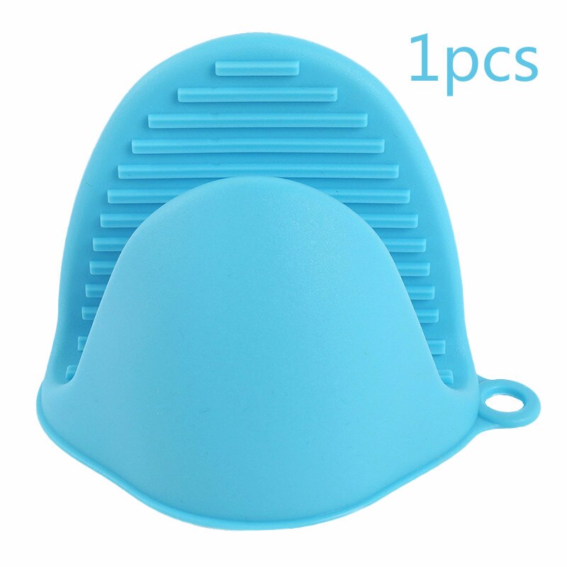 Silicone Heat Resistant Oven Mitts Kitchen Cooking Gadgets Baking Gloves Insulation Non Stick Anti-slip Pot Bowel Holder Clip: 1pcs blue C