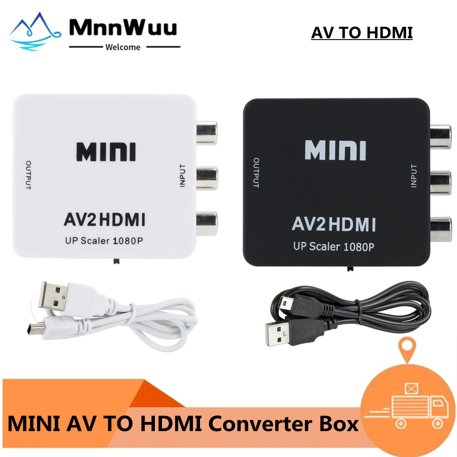Full Hd Av Naar Hdmi-Compatibel Converter Vrouw-vrouw Rca Adapter Composiet Cvbs Naar Hdmi-Compatibel AV2HDMI audio Converter