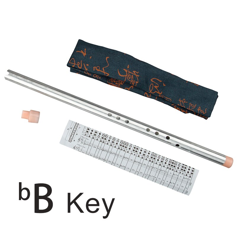 Klassieke Verticale Fluit Aluminium Metalen Xiao Mond Stuk Inclued Muziekinstrument Professionele Fluit Voor Beginner: Bb KEY silver