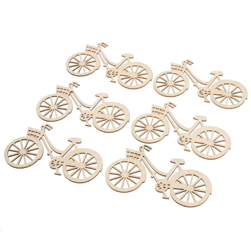 10 stücke Holz Fahrrad Fahrrad Ausschnitt Furniere Scheiben DIY basteln Ornament Thema Hochzeit Hause Dekoration