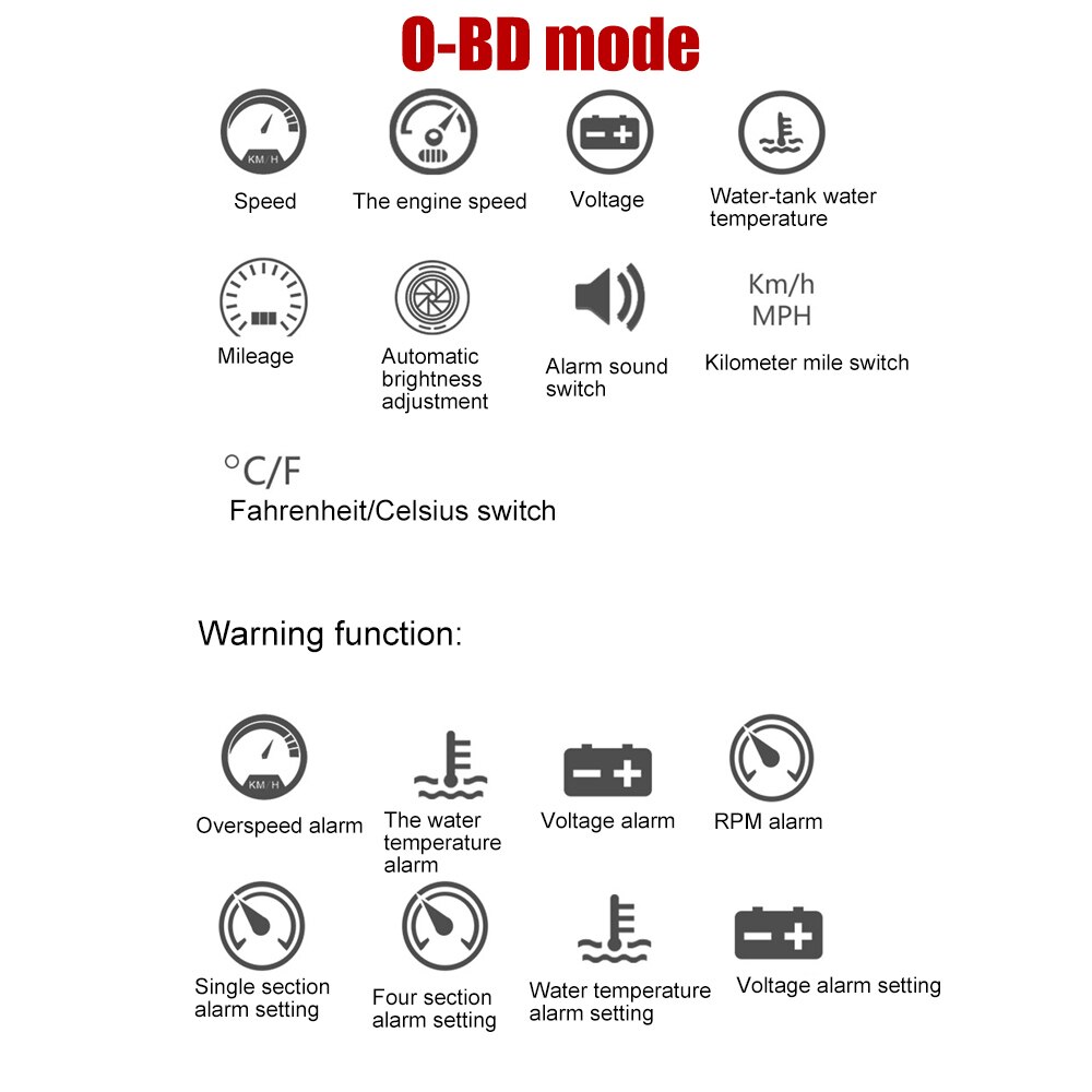 thumbnail image 2 of 5.5'' Car HUD Head Up Display – OBD2, Speed In KM/h & MPH, Overspeed Warning, Water Temperature – Matte Black 2 of 6