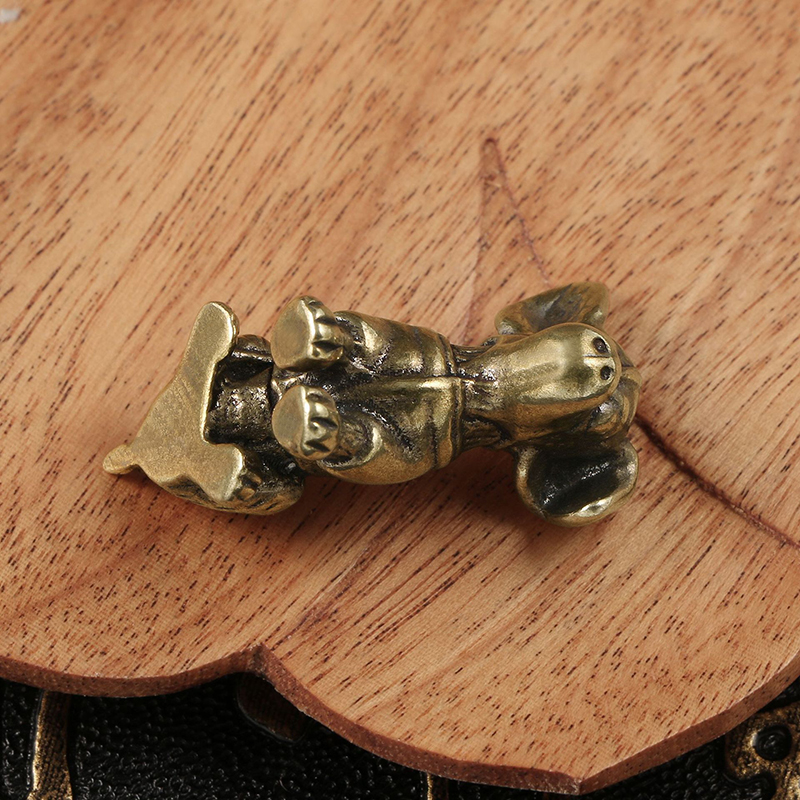 Copper Sculpture Solid Copper Puppy Brass Ornaments Cute Dog Zodiac Dog Antique Old Brass Tea Pet Small Ornaments