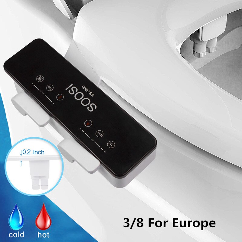 Soosi Non-Elektrische Mechanische Toiletbril Bidet Attachment Ultra Dunne Dual Nozzle Spuit Verse Water Spray Voor Persoonlijke Hygiëne: SS8200 Europe