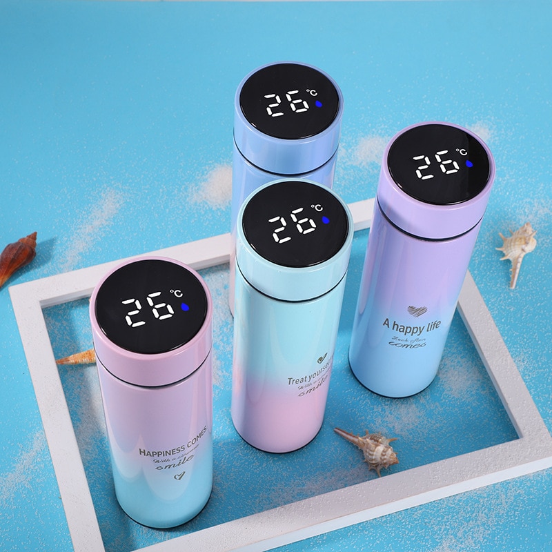 500ml smarte termos vandflasker ledet digital temperatur display rustfrit stål kaffe termiske krus intelligente isolering kopper