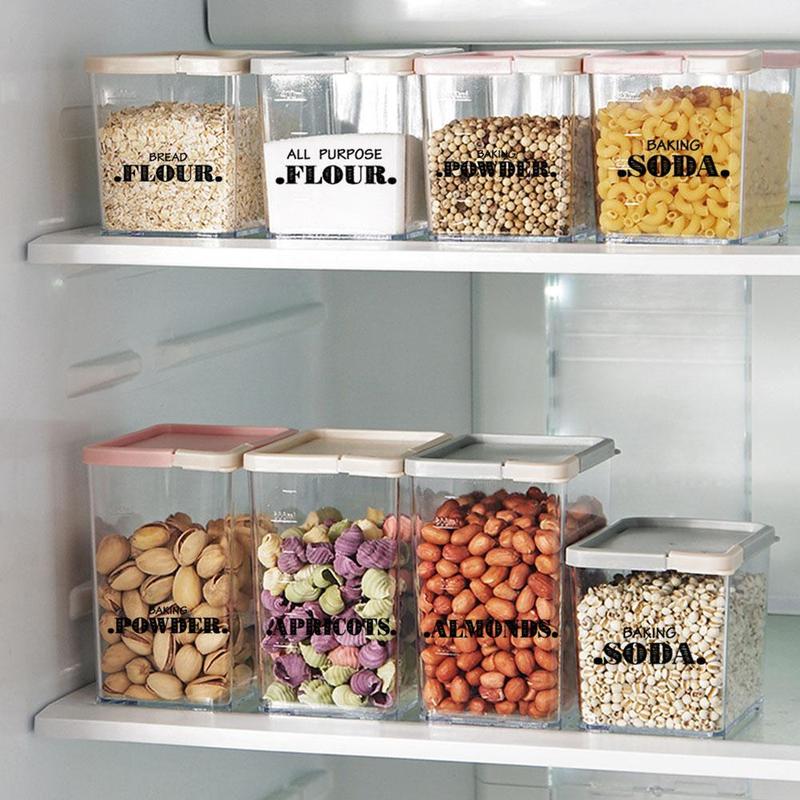 Etiquetas para tarros de cocina, contenedor de botellas, varias formas, Pegatinas transparentes para alimentos, caja de almacenamiento, de artículo, 132 hojas, 6/8 Uds.