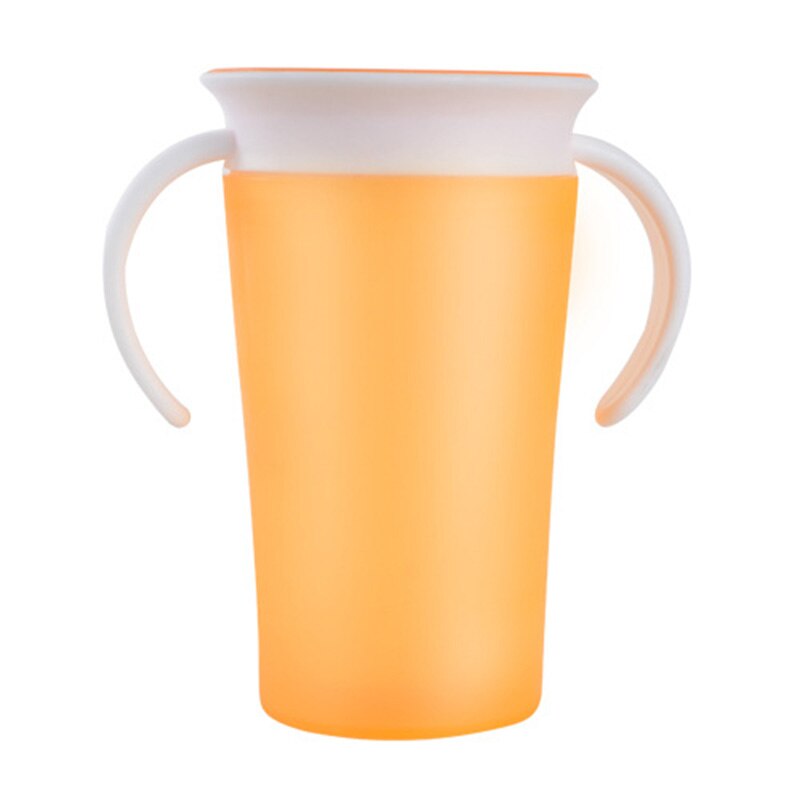 Baby Lernen Trinkbecher 360 Grad Drehbare Mit Doppel Griff Tragbaren Leck Beweis Kleinkinder Fütterung Flasche Wasser Tassen T2143: Orange Hand