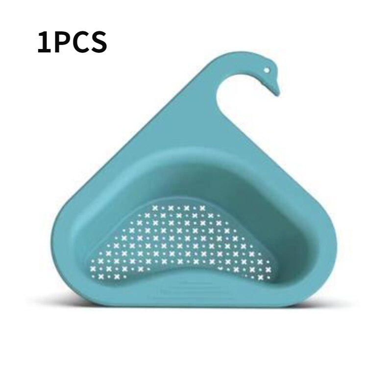 Sink Hanging Swan Drain Basket Garbage Filter Blue Fruit Vegetable Drain Rack Dry Wet Separation Kitchen Special Rack: 1PCS-blue
