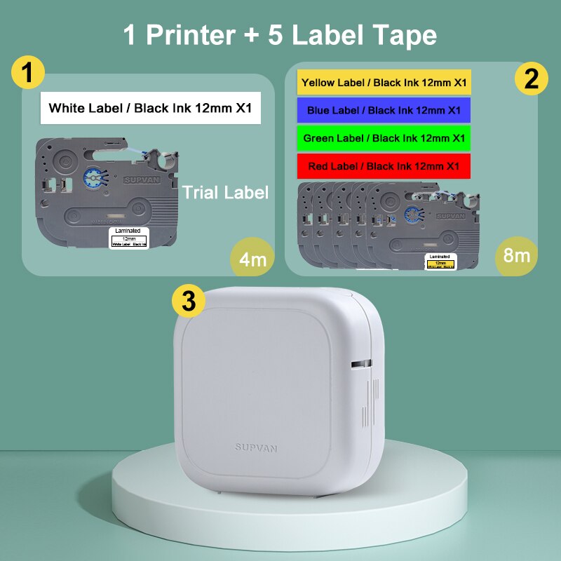 Supvan G10E Labeler Thermal Transfer Label Maker Bluetooth Connect Desktop Laminated Labeling Machine Printers for Home Office