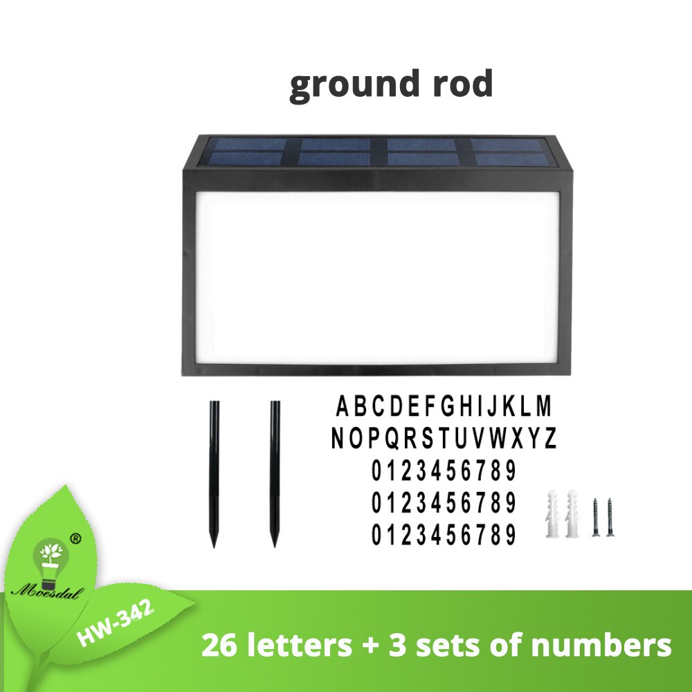 LED solar house number motion sensor outdoor courtyard IP65 rainproof house number family street address number sign lighting: Package 4