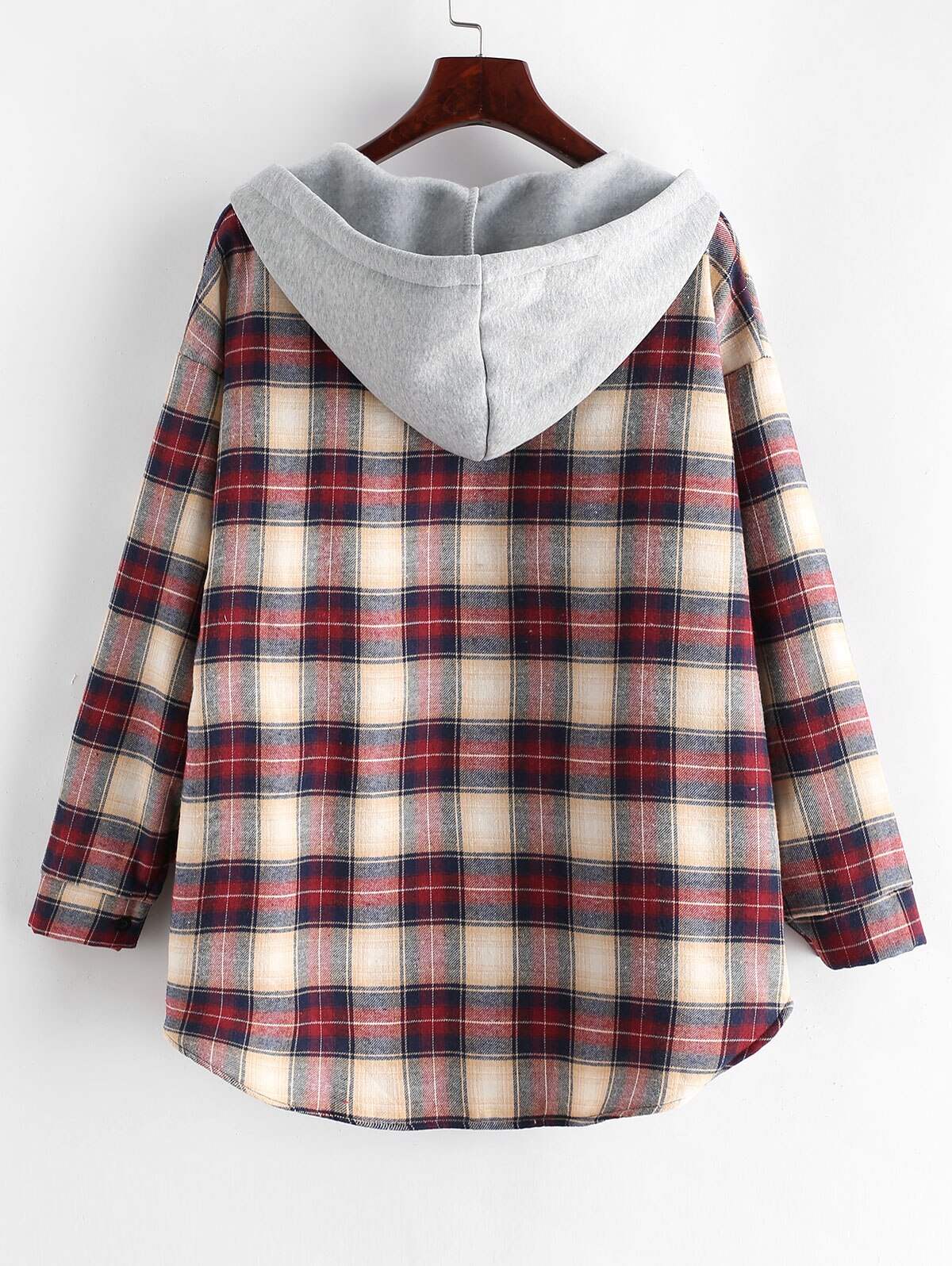 ZAFUL Vintage à capuche Plaid veste flanelle manteau femmes hiver sweats à capuche manches longues ample décontracté vêtements de dessus pour femmes Chic hauts