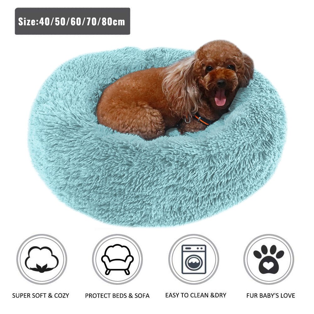 Hond Bed Ronde Pluche Kat Huis Hond Mat Winter Warme Slaapzak Katten Nest Zachte Lange Pluche Hond Mand Huisdier Kussen draagbare Levert