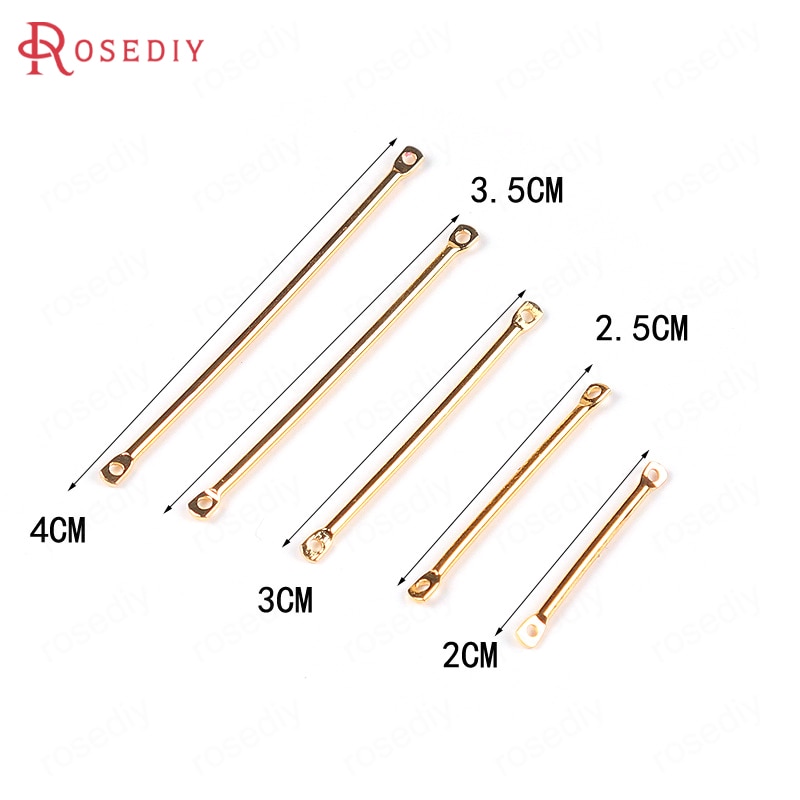 20PCS 2/2.5/3/3.2/3.5/4CM 24K Gold Color Plated Brass 2 Holes Round Connect Rod Charms Diy Jewelry Accessories