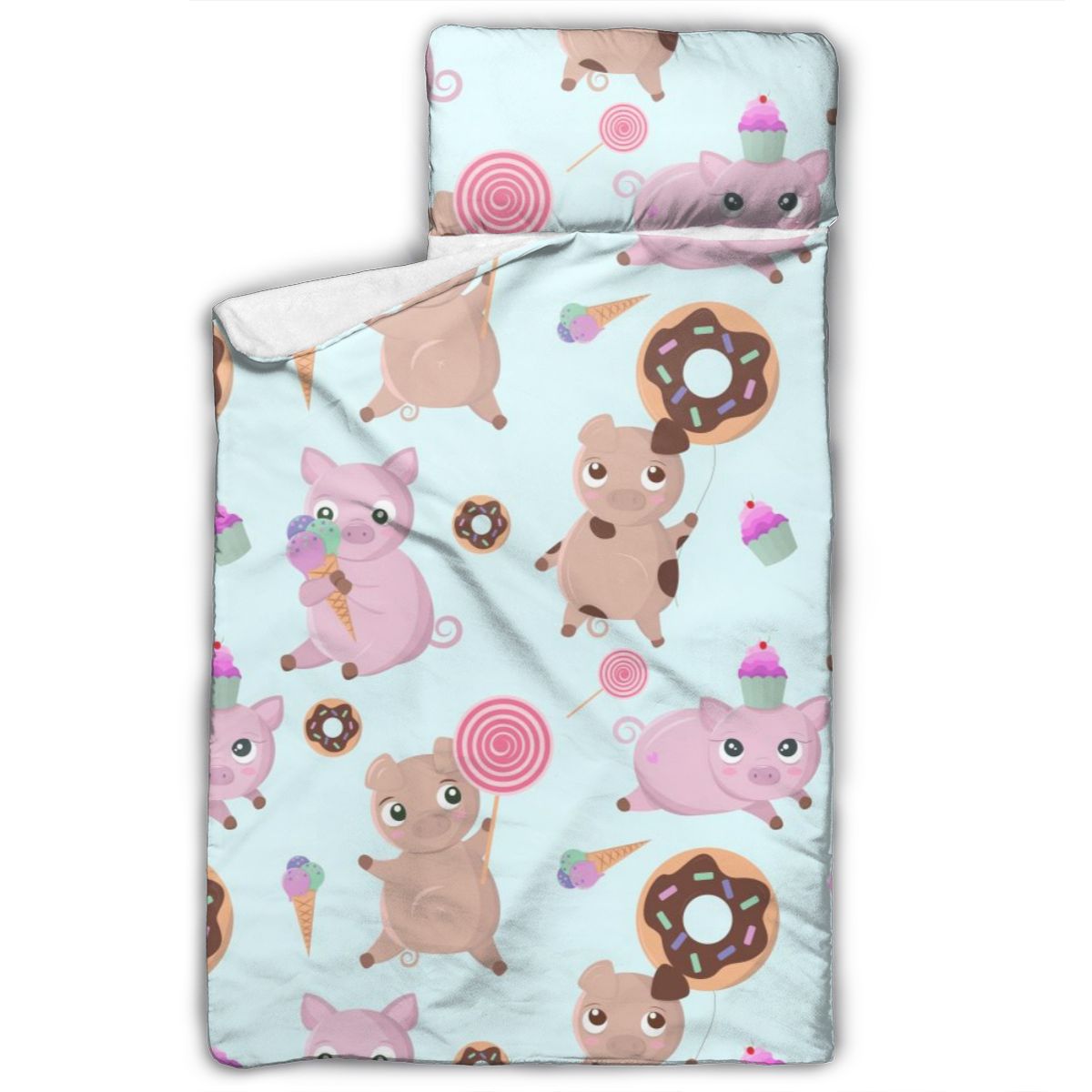 Bonitos cerdos, rosquillas, dulces y pasteles, colchón para la siesta del niño, alfombrilla para dormir, juego de cama de guardería para niños con almohada: Default Title