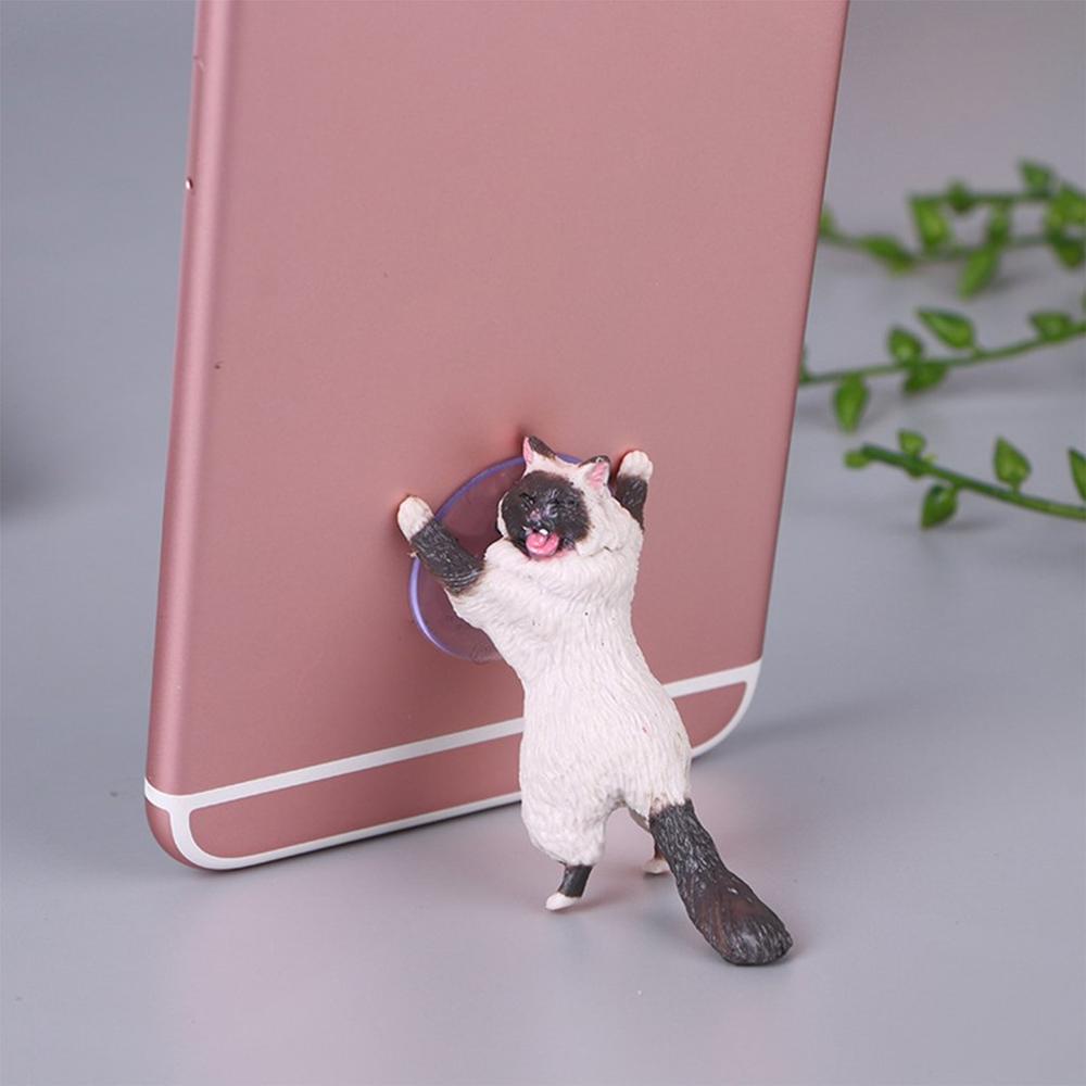 Soporte para teléfono móvil lindo gato soporte Universal para Smartphone soporte de resina soporte de teléfono de: white black