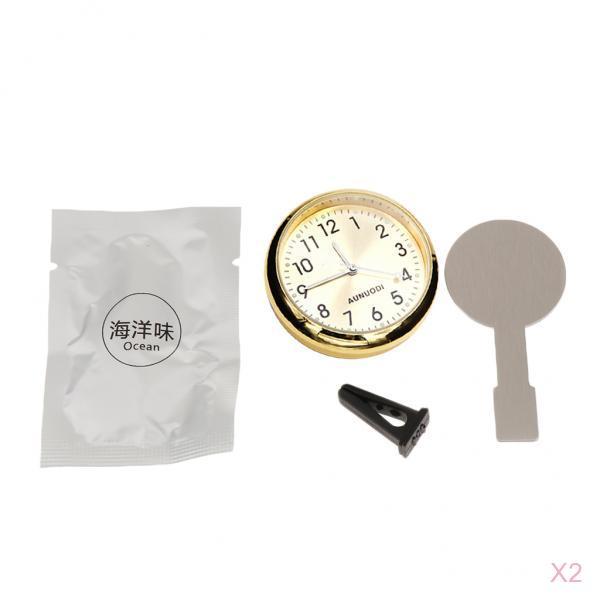 2 x Car Digital Clock Auto Watch Automotive Decoration Clock In Car - Golden