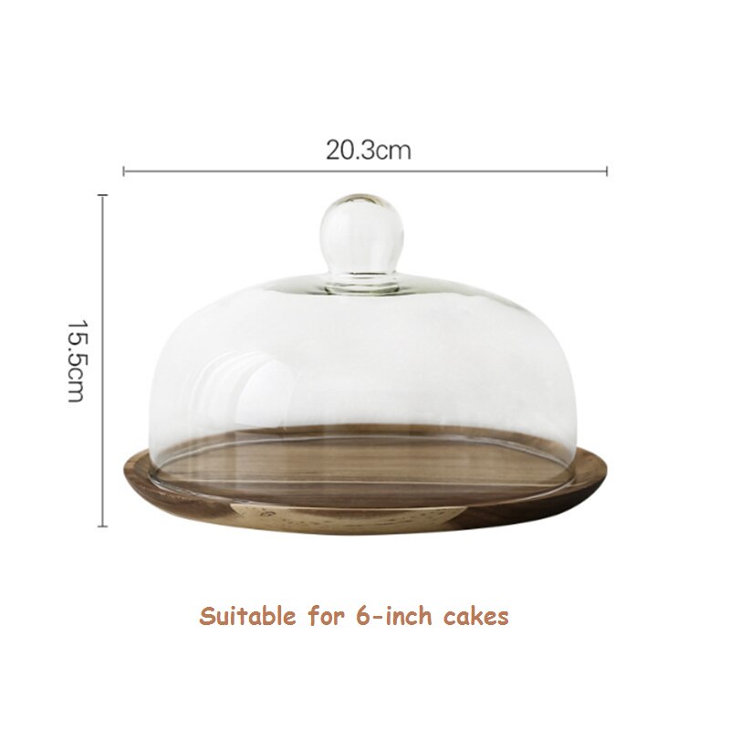Wooden High Base Cake Plate Stand Dessert Plate Wedding Party Cake Dessert Plate Tray Wooden Dishes Wood Serving Tray Cake Cover: Plate cover small