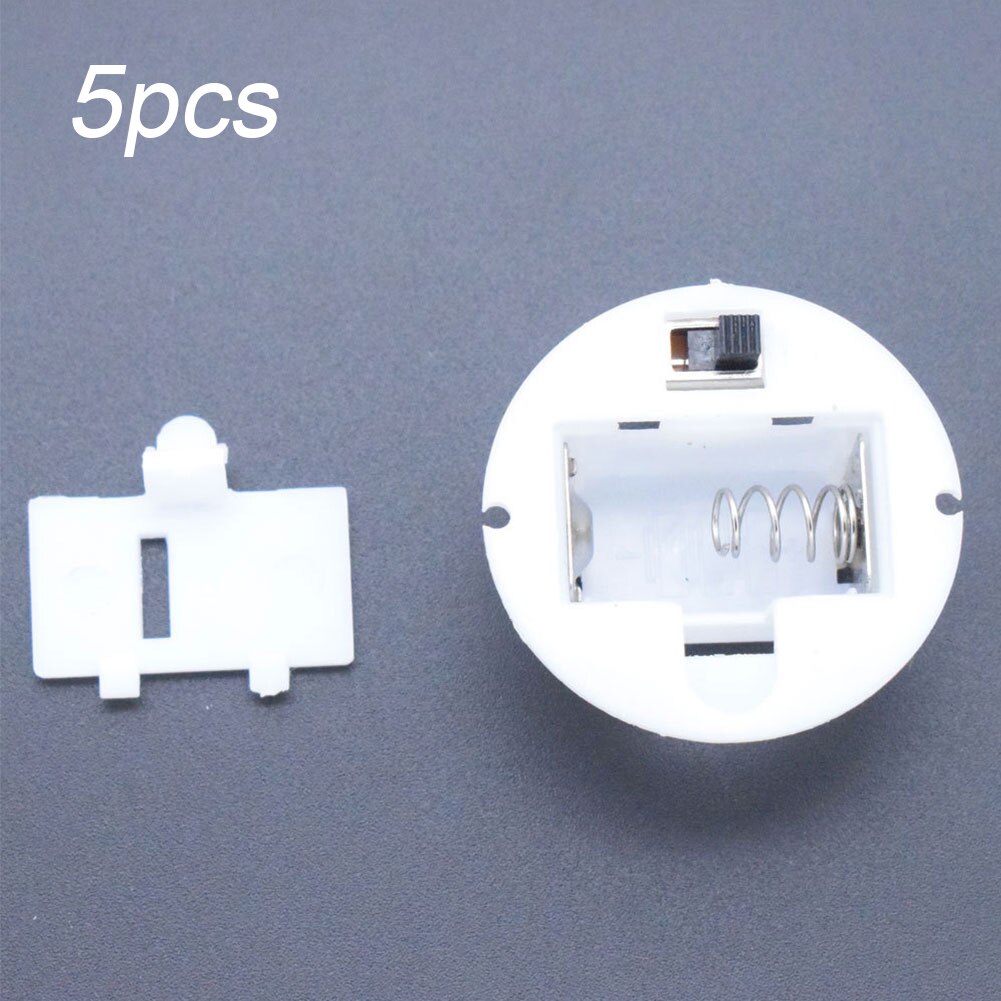 5 Pcs Round Battery Storage Box Case with Switch Button For AG13 / LR44 Batteries Base Battery Box Compartment Craft Base