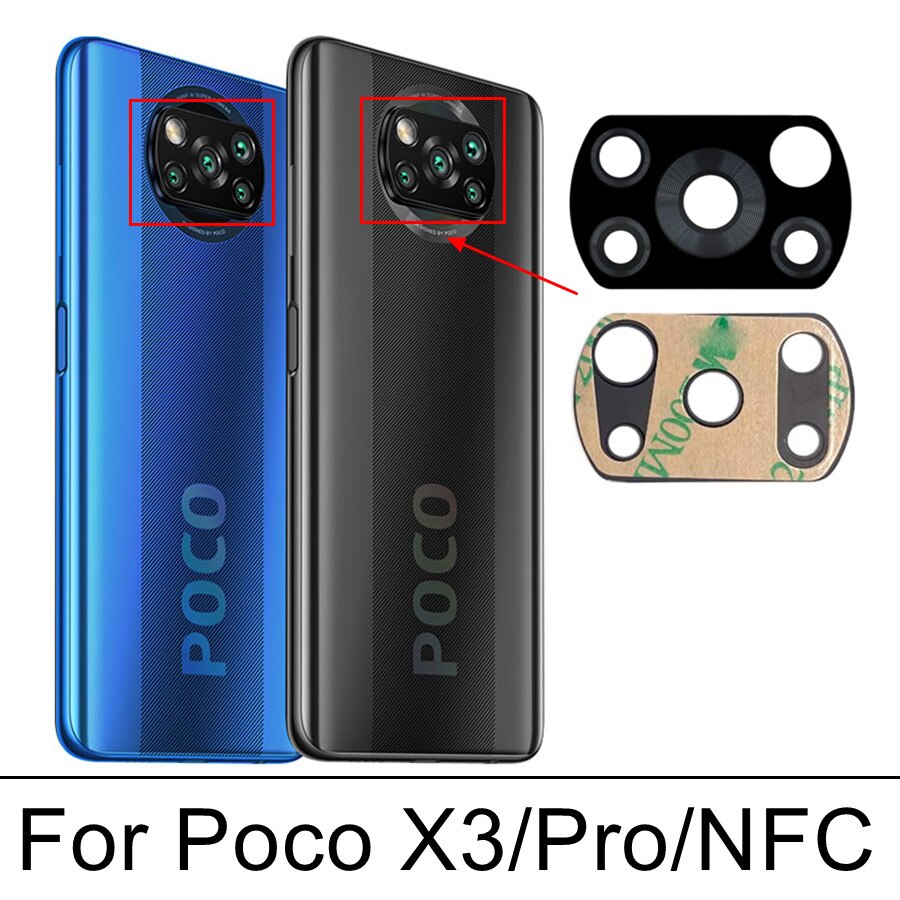 Back Rear Camera Glass For Xiaomi POCO M4 Pro M3 F1 F2 F3 X3 NFC F4 GT X4 Pro 5G Main Camera Lens Cover Replacement+Adhesive: Poco X3